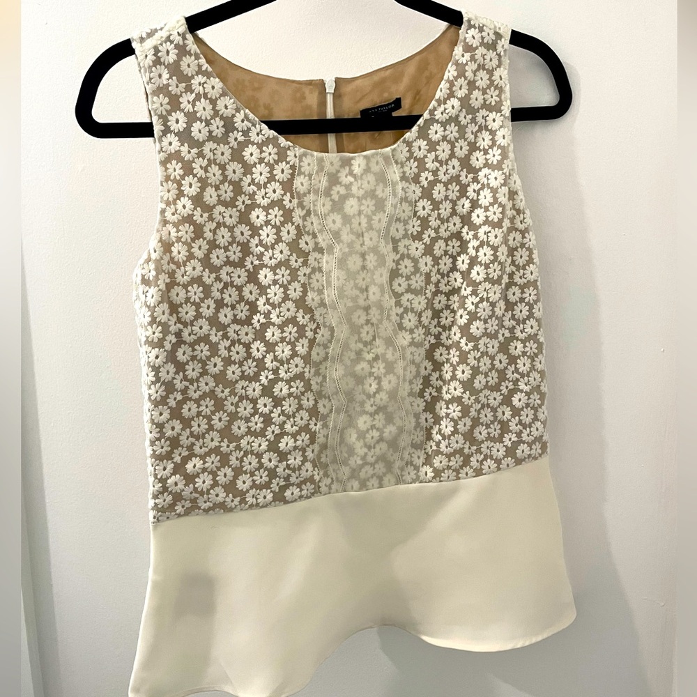 Ann Taylor Peplum Blouse in Floral Lace